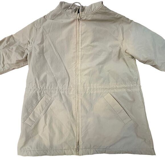 Eddie Bauer ~ Ivory Anorak Jacket ~ Plaid lining ~ interior drawstring ~ size M - Picture 4 of 9